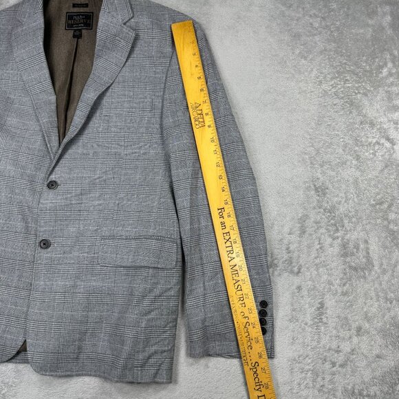 Jos A Bank Reserve Mens Plaid Sport Coat Tailored Fit Suit Blazer Gray Stretch - Picture 11 of 12